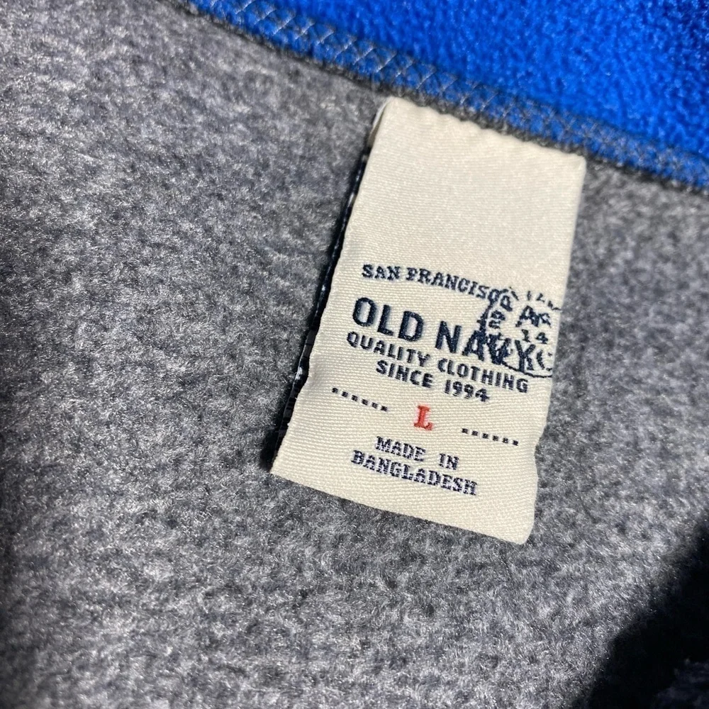 Old Navy Boys fleece pullover 1/4 Zip Grey and Blue. size L W/ Pockets